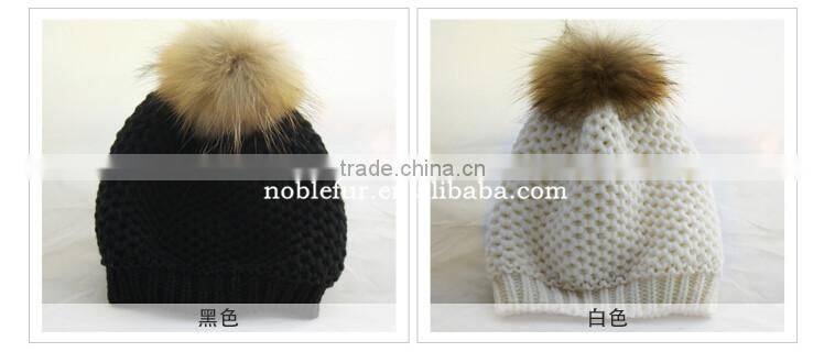2015 top quality fancy solid color wool fur pompom female headwear