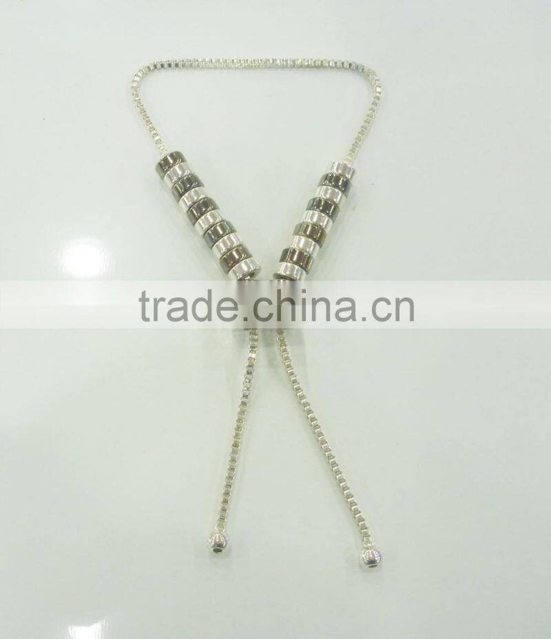 FASHION 2 TONE PLATE MAGNETIC BEADED BRACELET