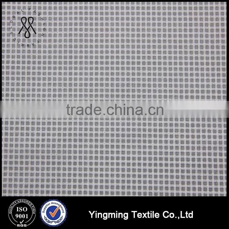 Whole Sale 20D*150D 100% Polyester Jacquard Check Pattern Organza Fabric for Women's Fashion Dresses/Blouses/Shirts/Skirts