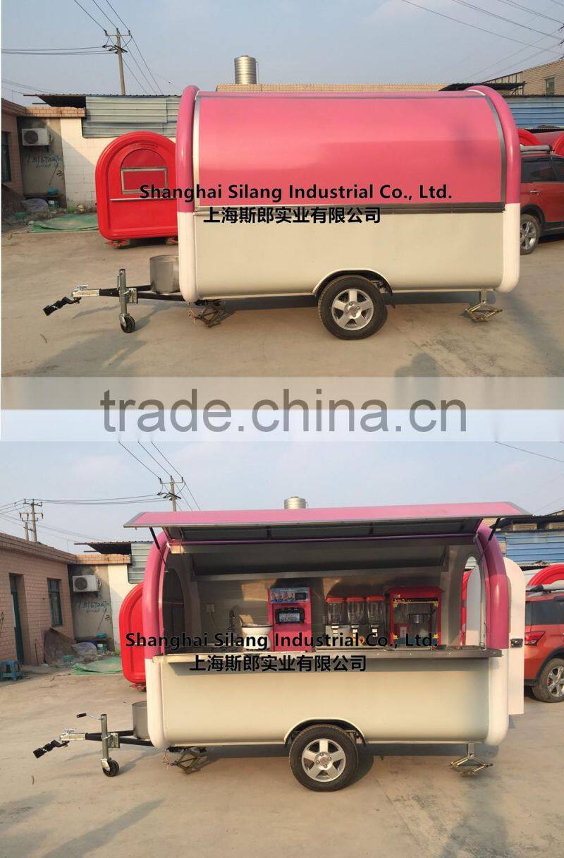 Pink and white food cart 7.6*5.5ft food truck hot dog Hamburger ice cream traction mobile food trucks