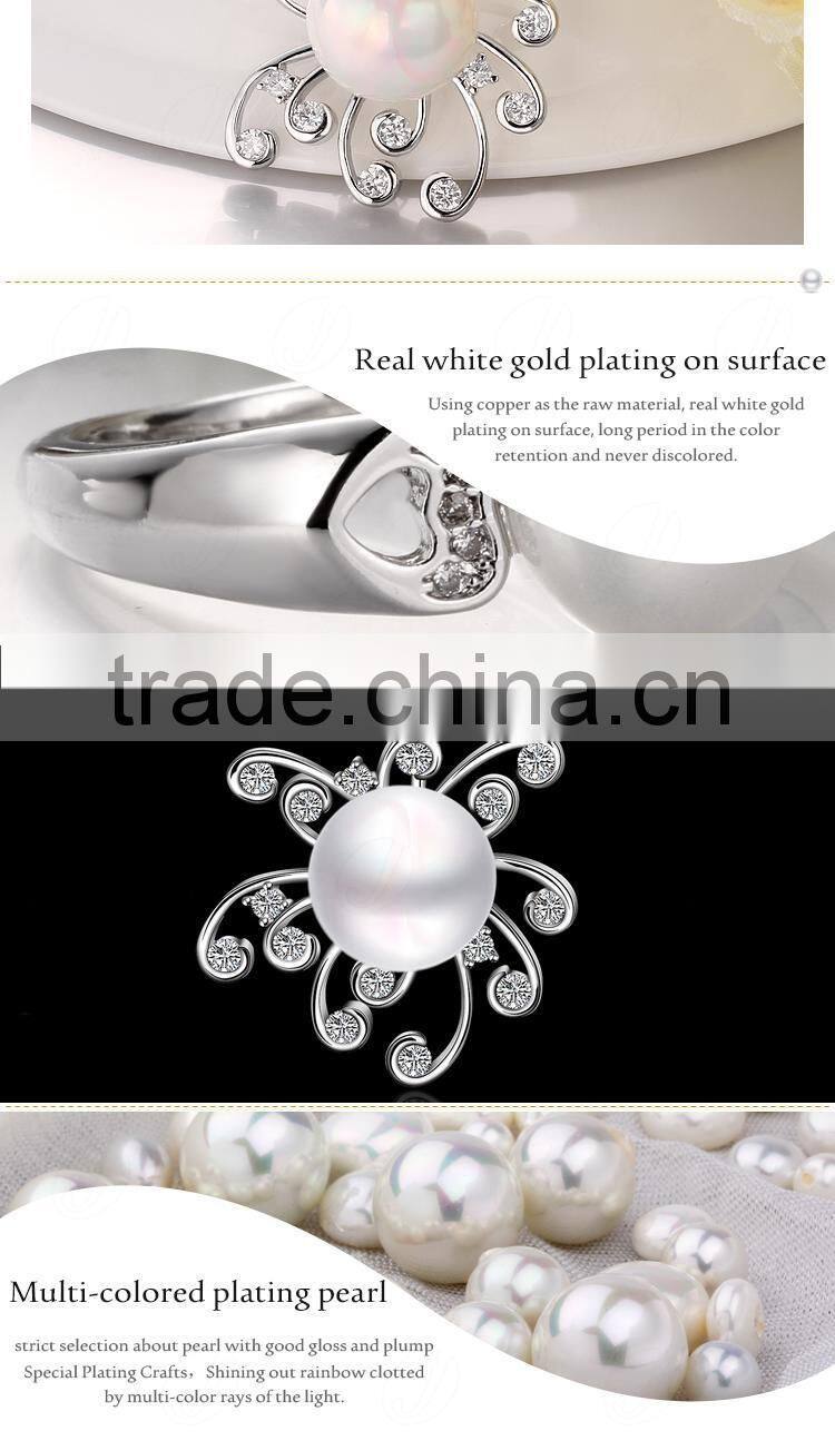Gorgeous Novelty Anniversary Gift Platinum Flower Design Pearl Charms