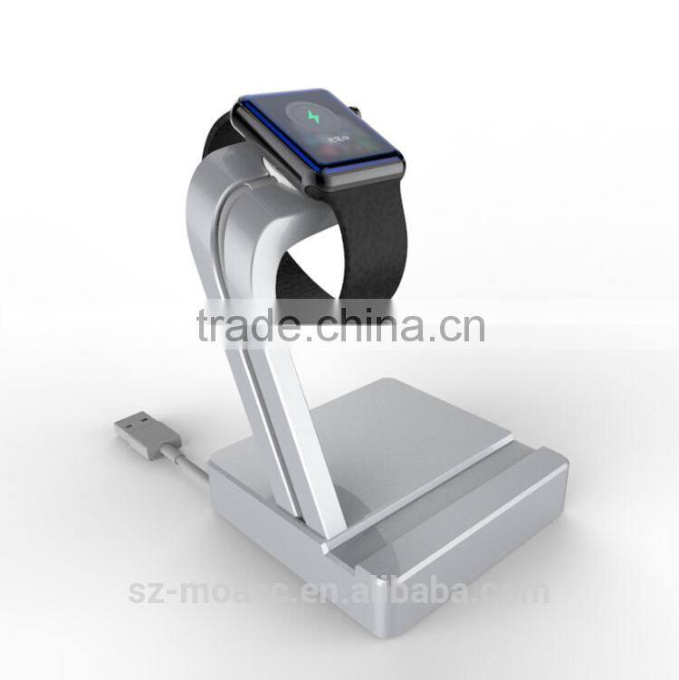 2015 New design high quality Aluminium Alloy Watch stand for apple watch,2 in 1 stand for Apple Watch 38/42mm