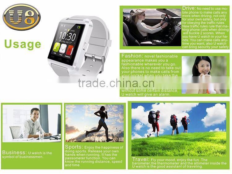 Hot selling touch screen smart watch phone U8 android smart watch factory with good quality
