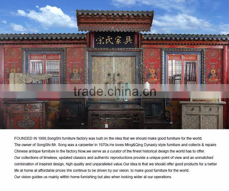 Antique furniture mongolia painted wooden cabinet S9