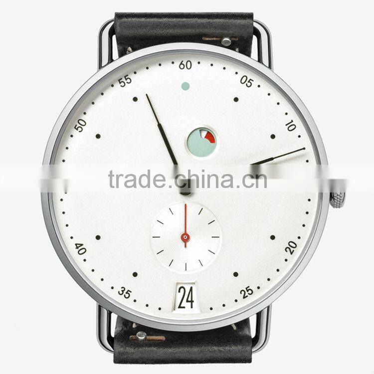 Multi-fonction high quality triple needle stainless steel case with sapphire crystal glass watch