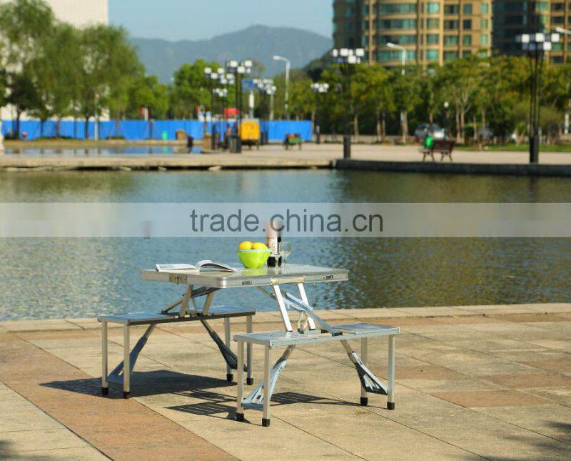 folding portabe wooden camping table with 4 seats