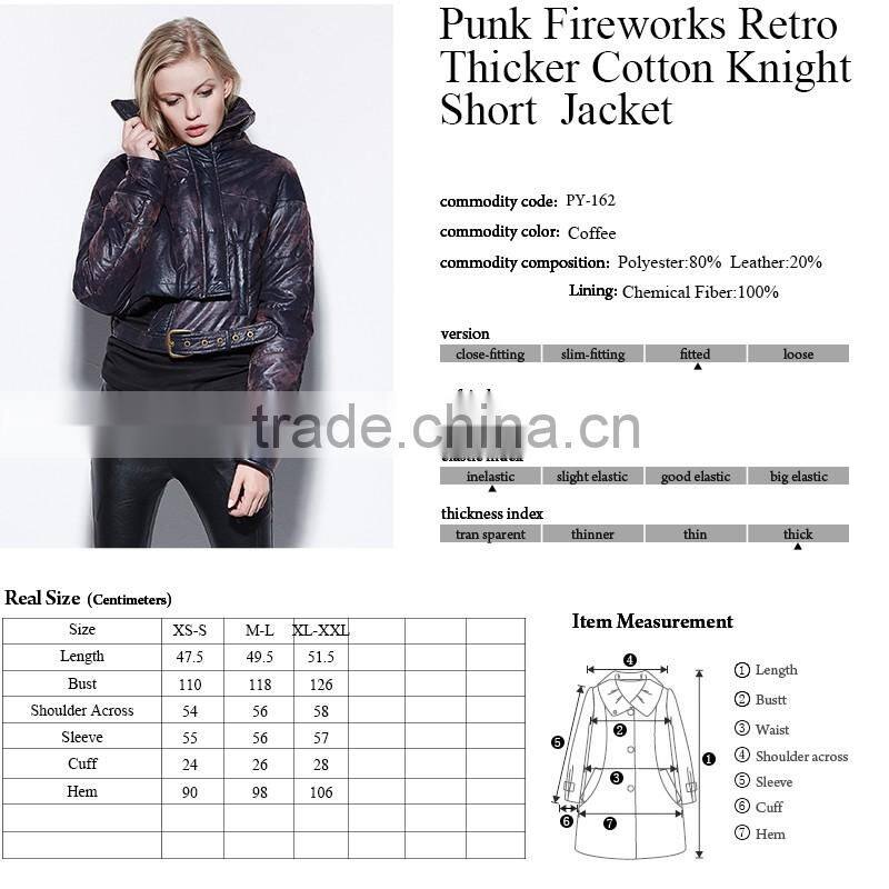 PY-162 Deep Winter Punk Rave Fireworks Retro Thicker Cotton Knight Short Jacket
