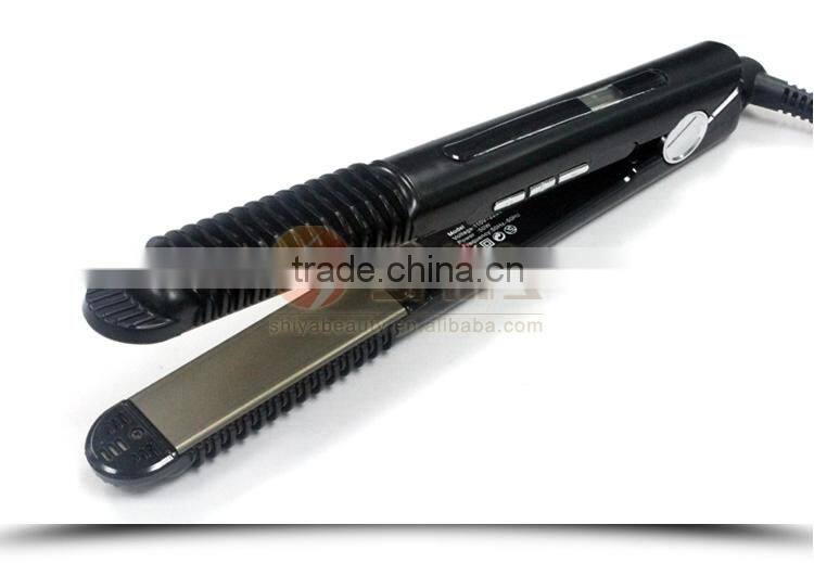 japanese technology 2 in 1 white black flat iron hair straightening iron and hair curler With LED/LCD display in china SY-868A