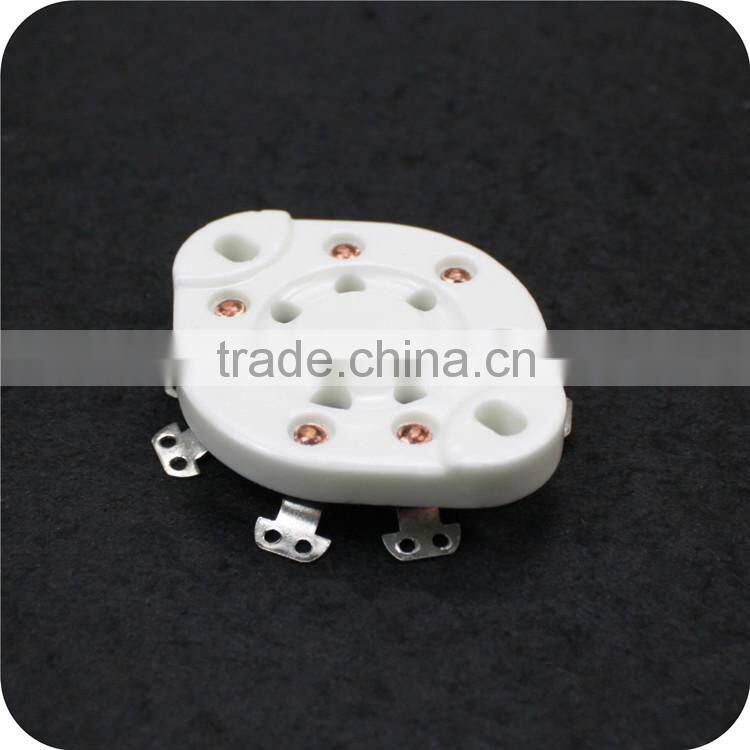 high temperature resistance glazed ceramic GZC7-1 7 pins ceramic tube base for vacuum tube socket