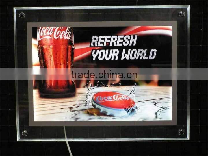 2014 Hot selling thin led double side clip Crystal Acrylic Poster light box