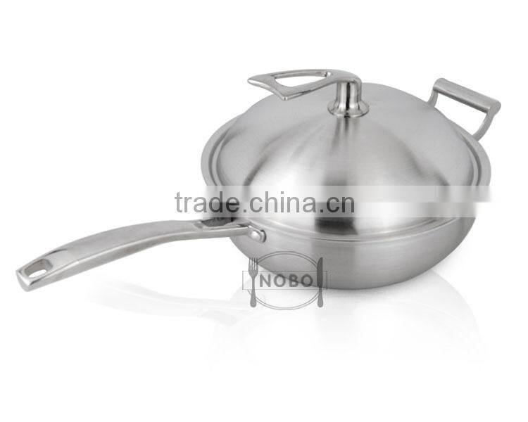 High Quality 3 Layers Stainless Steel 304 Non-stick Frying Pan with Lid