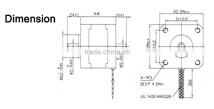 42mm High Power Hybrid Stepper Motor/1.8 Degree Stepping Motor 42STH60-1206B