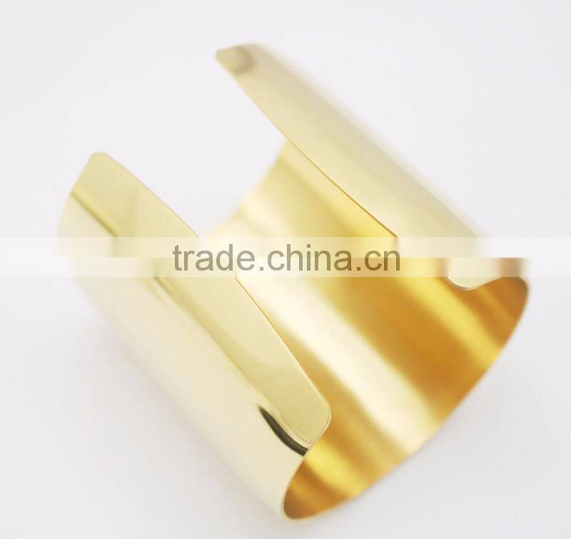 Simple Design Stainless Steel Blank Ultra Wide Gold Bangle Bracelets Cuff