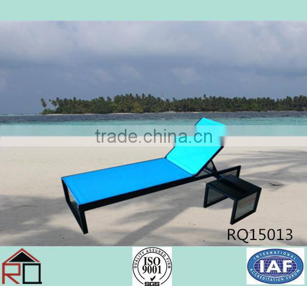 Outdoor Sunbed Sea Lounger with Tea Table Leisure sunbed blue color