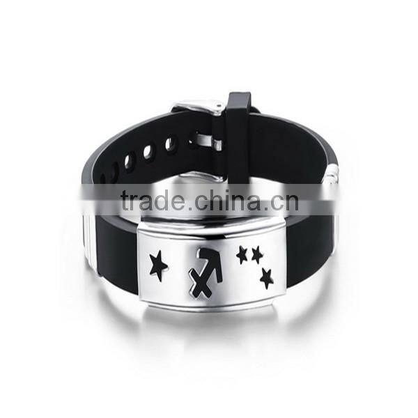 engrave metal plate silicone bracelet stainless steel