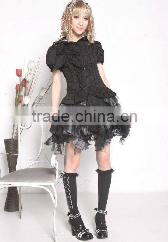 Cotton White Lace Short sleeve Cotton Lolita Blouse 81093