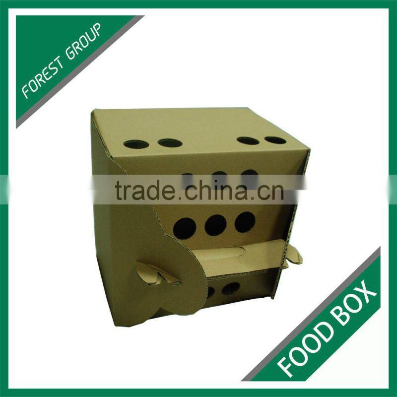 NEW STYLE BROWN PLAIN CORRUGATED FOOD DELIVERY CARTON BOX WITH HANDLES