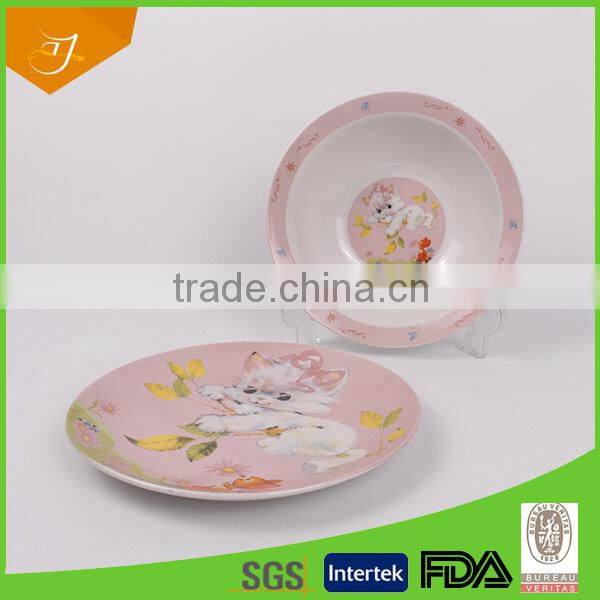 ceramic soup bowl and plate,wholesale ceramic dinner set with full decal