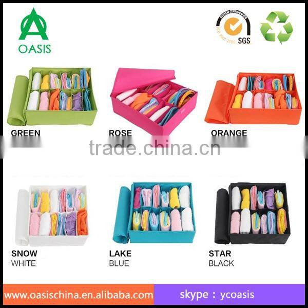 Pink oxford underwear storage box with lid