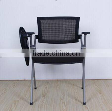 New fabric wholesale folding office news report chair with writing pad 1852b