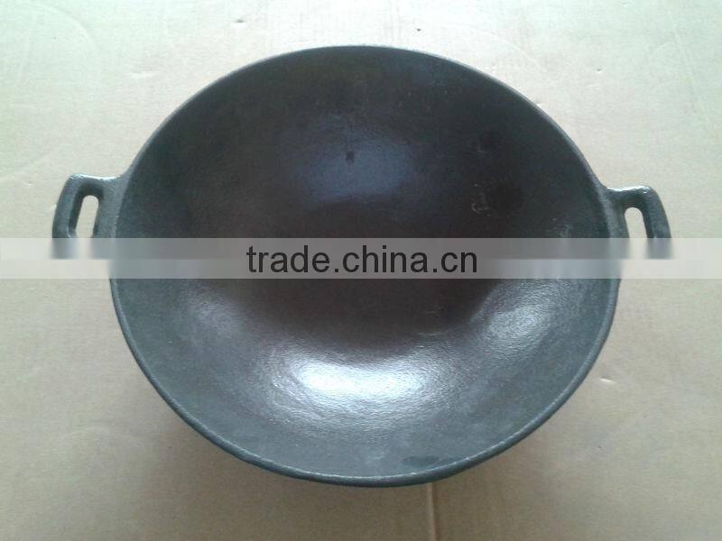 cast iron preseasoned12" & 14"wok with glass lid and grill