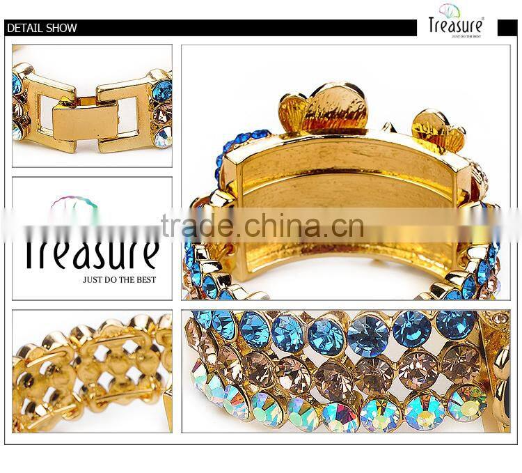 Dubai handmade gold rhinestone mosaic ethnic bracelet bangle on sale in 2016 new year