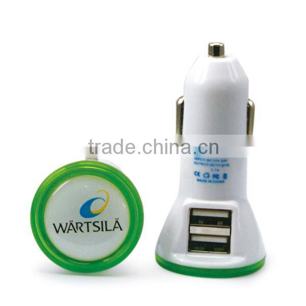 12V-24V 2.1A output usb car charger 2 port with CE ROHS FCC