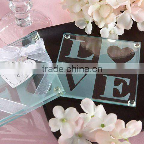 Frosted 4pcs set love glass coaster