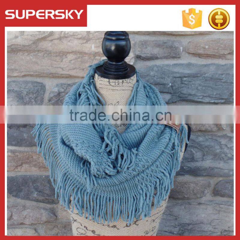 F197/classical women winter infinity scarf/women belt tassel fashion scarf