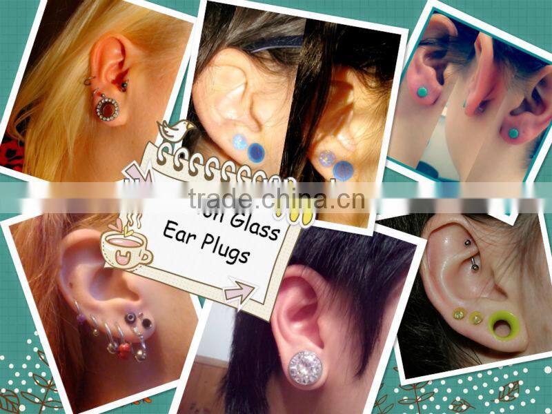 Dongguan 2014 New Glass Ear Expander Piercings Jewelry Plug Earlets Tunnel