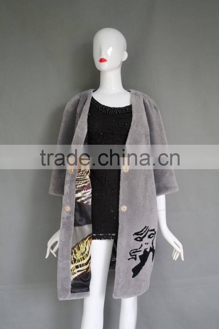 European and American wind lambs wool sheep sheared fur one dress coat female long fur coat in winter