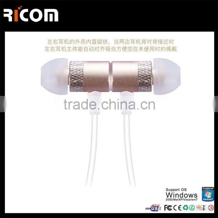 2016 CSR 4.1 Wireless Bluetooth Magnetic Headphone Headset Earbuds Earphone Noise Cancelling for Mobile--BTH-218--Shenzhen Ricom