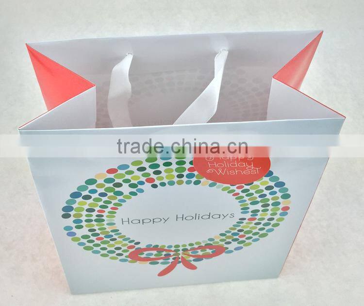 Christmas Medium Bag Gift Bag White satin Ribbon and tag