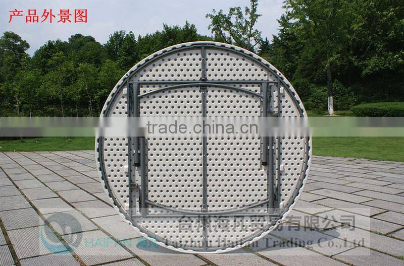 durable PE 2 Meter white upscale round wedding table/stainless steel bracket modern round marriage table with removable legs
