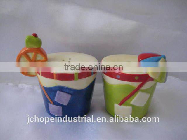 Tropical drinks ceramic salt and pepper shaker