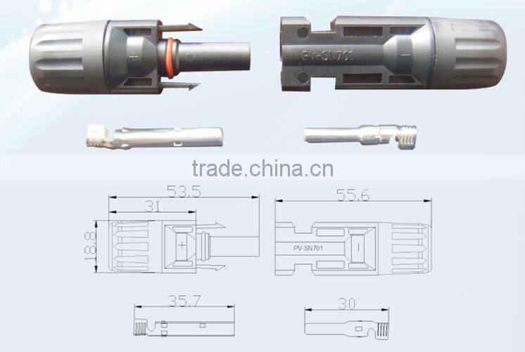 High efficiency 5w to 330w MC4 connector with TUV, IEC, CE, CEC solar system connector