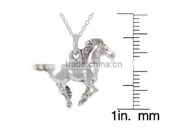 2014 Sterling Silver Running Horse Necklace with 18-inch Cable Chain