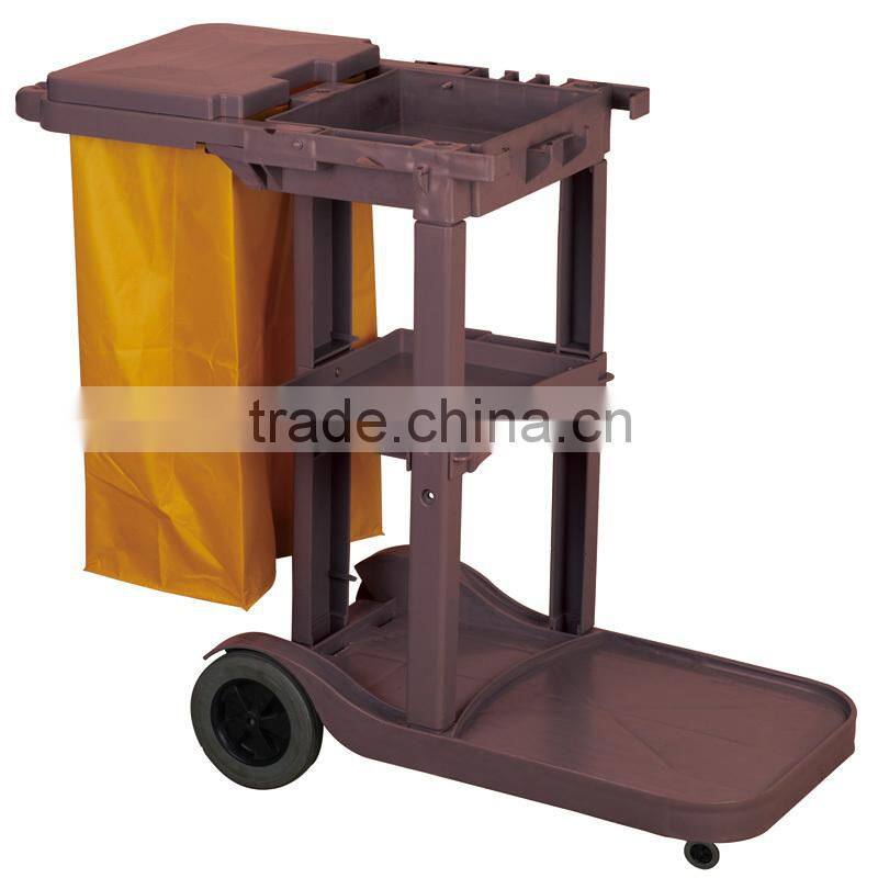 Hot sell commercial cleaning trolley/plastic medical laundry janitor trolley with bag