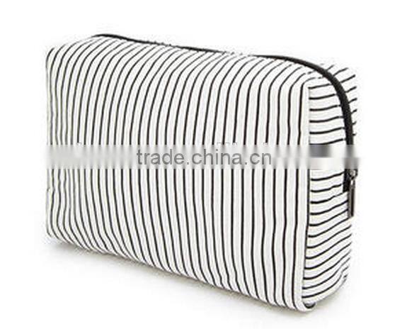 Fashion Strips Canvas Cosmetic Bag