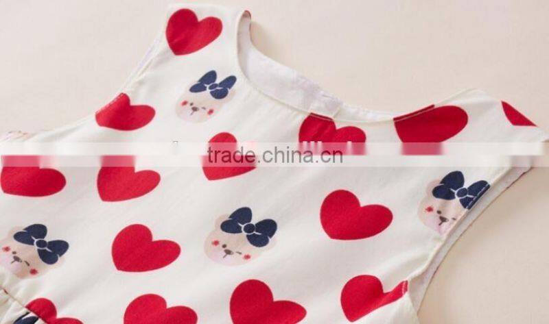 2016 new style children girls dress love heart printed dress wholesale OEM ODM