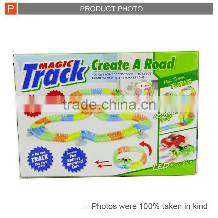 Kids battery operated slot train track glow in dark