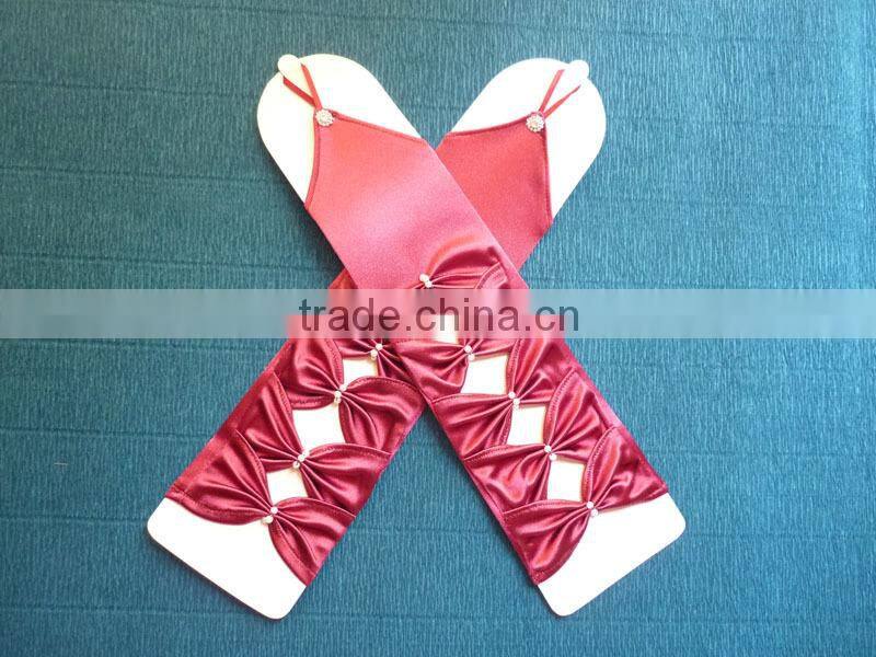 2015 Stretch Satin Fingertips Elbow Length Wedding Gloves