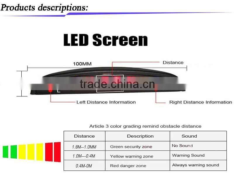 High quality back up led universal car parking sensor with 4 probes for car reversing