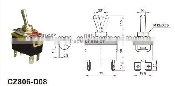 Toggle Switch/9 pin toggle switch,small toggle switches,toggle switch cap