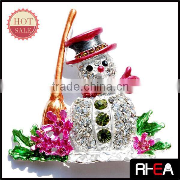 Manufacturer Fashion Crystal Snowman Christmas Brooch Jewelry