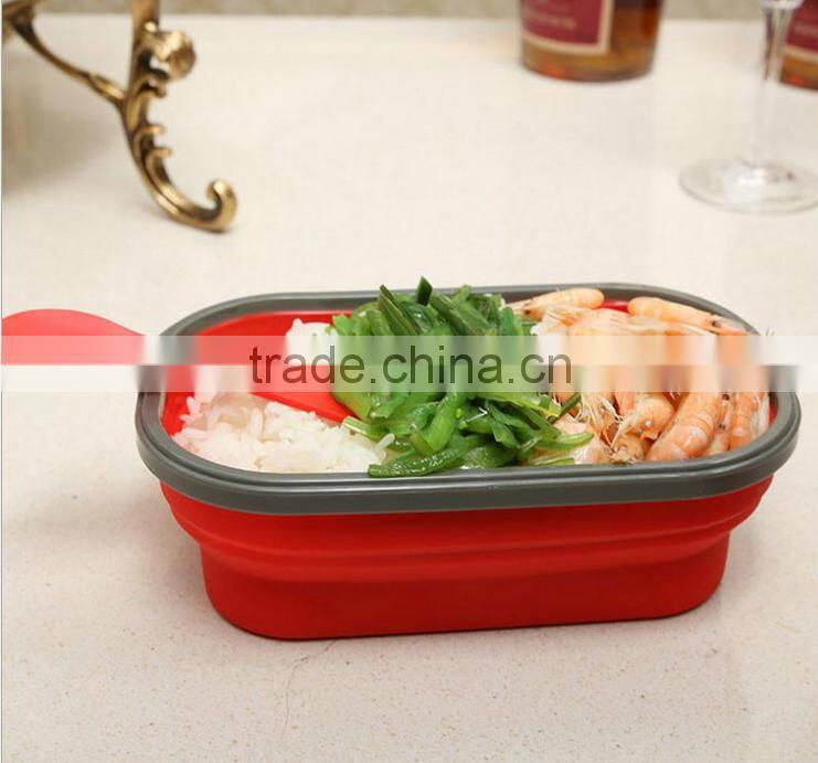 Blue Kitchen Foldable 1 Compartment Silicne Lunch Box