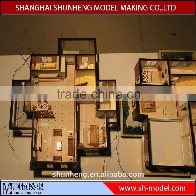 2016 Hot selling architectural real estate scale model making interior models with LED lighting