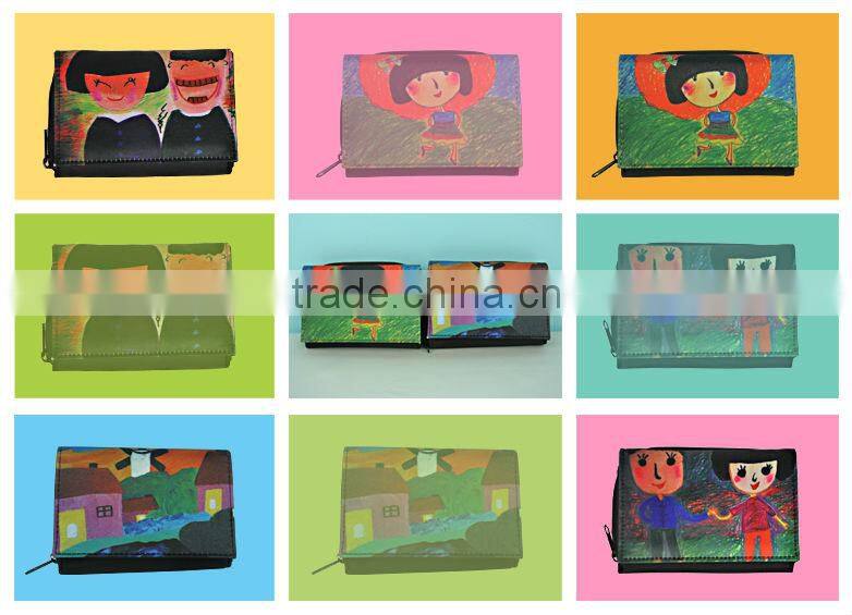 JSMART folded wallet artistic drawing digital printing custom photo bag sublimation