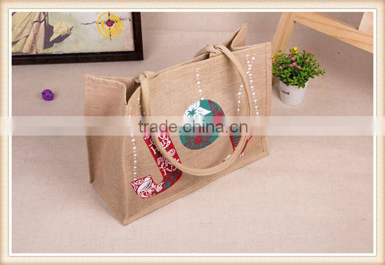 Christmas series printing jute bag