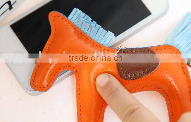 ITANLY style PU pony animals leather keychain with metal keychain keyring